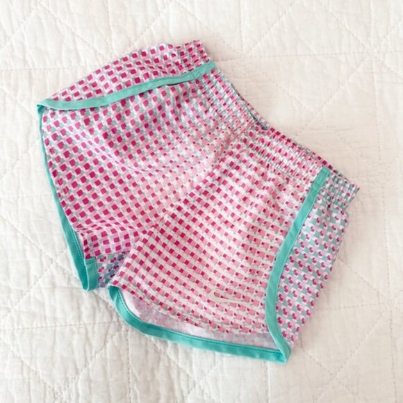 NEW Nike Kids Dri-FIT Pink White Checkered Shorts Green Accents 24 Months NWOT - Picture 1 of 4